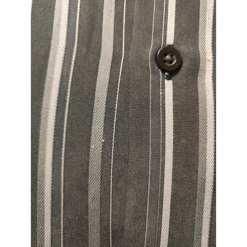 Alfani Men's 2XLT Short Sleeve Button Down  Black Gray White Striped Modal Blend - Picture 3 of 7